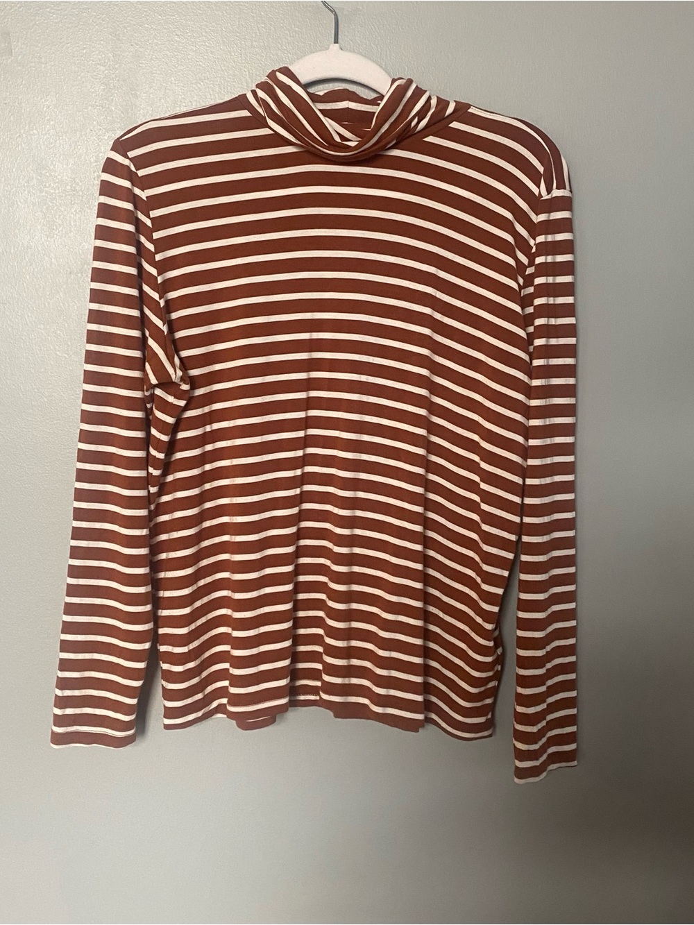 Eloquii Brown and Cream Striped Long-Sleeve Turtleneck